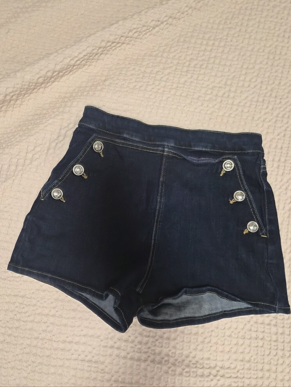 Guess Dark Blue Denim Sailor Button Shorts